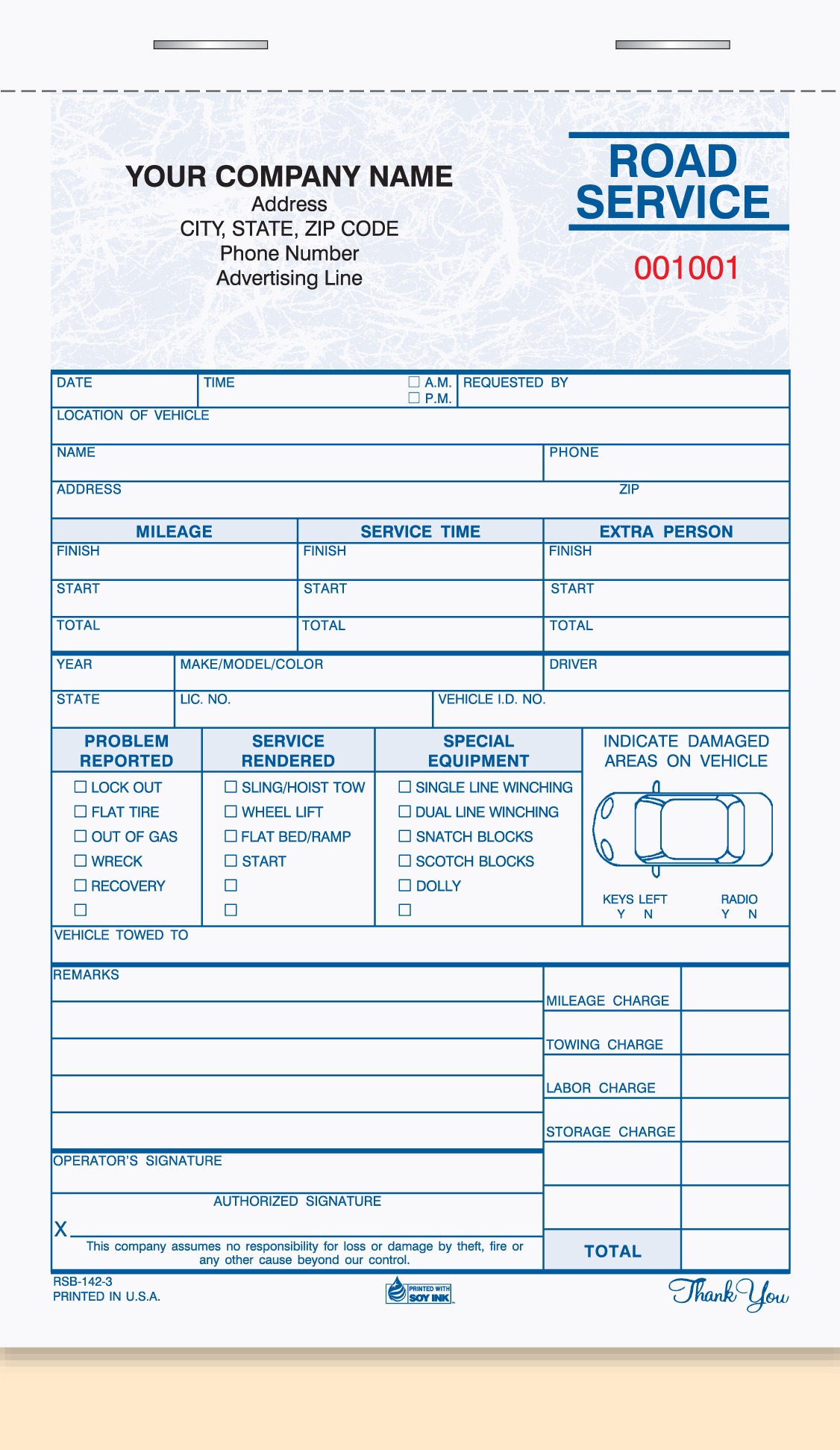 Road Service Dispatch Book