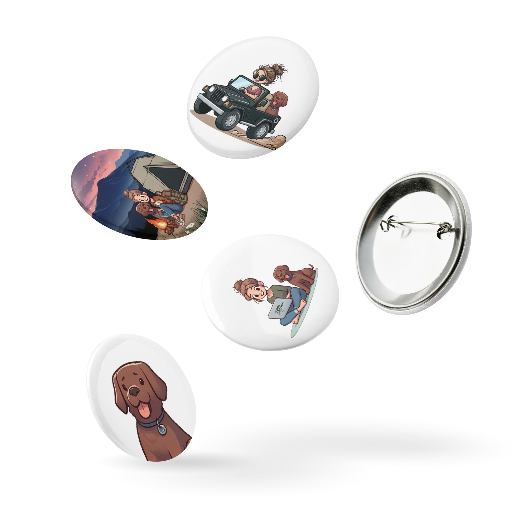 Set of pin buttons